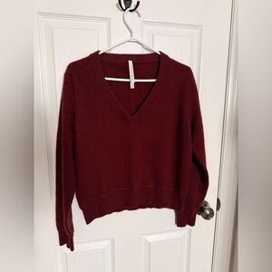 Aritzia The Group by Babaton | Luxe Cashmere Deep V Sweater in Red Rust | Medium